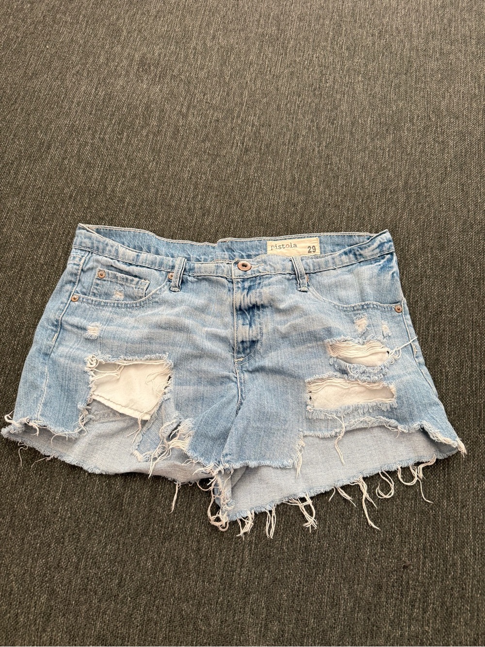 Pistola women’s cutoff Distressed Light Blue Denim Shorts - size 29 - Picture 6 of 10